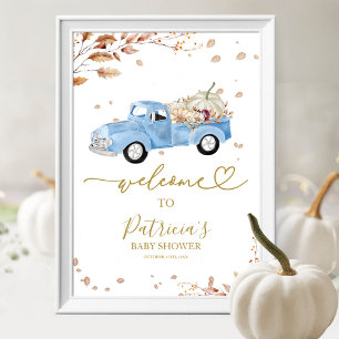 Pompoen Herfst Jongen Baby Borrel Ontvangstbord Poster