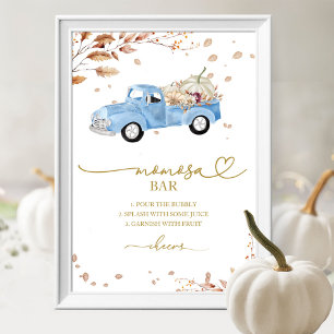 Pompoen Herfst Jongen Baby Shower MOMosa Bar Bord Poster