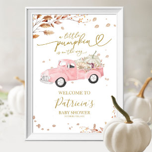Pompoen Herfst Meisje Baby shower Welkom Teken Poster