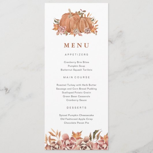 Pompoen Herfst Menu (Voorkant)