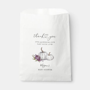 Pompoen Herfst Paarse Bloem Baby shower Bedankzakje