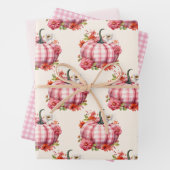 Pompoen Herfst Roze Plaid Baby shower Inpakpapier Vel (In situ)