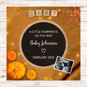 Pompoen Herfst Sonogram Echografie Foto Zwangersch Aankondiging