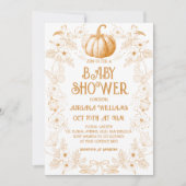 Pompoen Herfst Toile De Jouy Baby shower Kaart (Voorkant)