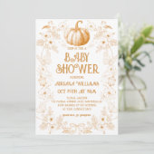 Pompoen Herfst Toile De Jouy Baby shower Kaart (Staand voorkant)