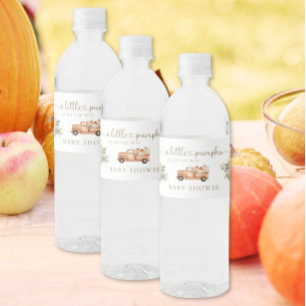 Pompoen Herfst Vrachtwagen Oranje Neutrale Baby Sh Waterfles Etiket