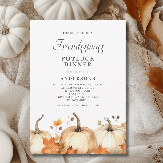 Pompoen Herfst Vriendschap Potluck Thanksgiving Kaart