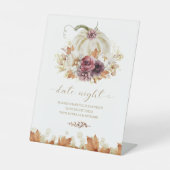 Pompoen Herfst Vrijgezellenfeest Datum Night Jar S Reclamebord Met Voetstuk (Voorkant)