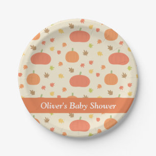 Pompoen Herfstbladeren Patroon Baby Shower Borden Papieren Bordje