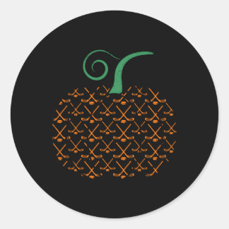 Pompoen Hockey Halloween Hockey Ronde Sticker