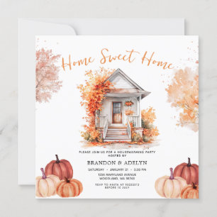 Pompoen Home Sweet Home Herfst Bloemen Kaart
