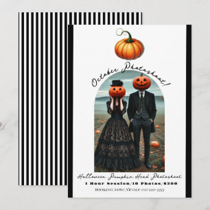 Pompoen Hoofd Halloween Herfst Fotografie Foto Kaart
