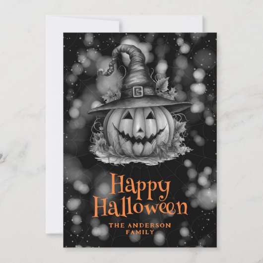 Pompoen in een Pet Spooky Halloween Kaart (Voorkant)