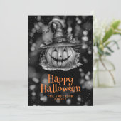 Pompoen in een Pet Spooky Halloween Kaart (Staand voorkant)