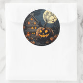 Pompoen in Halloween dorp Ronde Sticker (Tas)