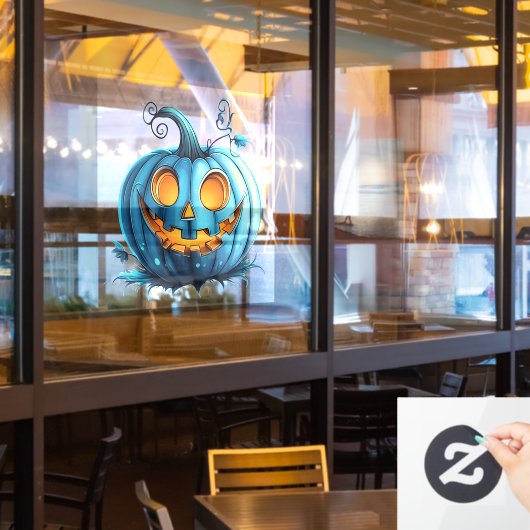Pompoen in het turkoois raamsticker (Restaurant Raam)