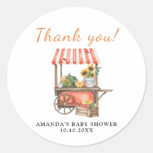 Pompoen is op komst Baby Shower Bedankt Ronde Sticker