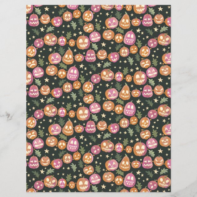 Pompoen Jack-o'-lantern Parade Scrapbook Paper (Voorkant)