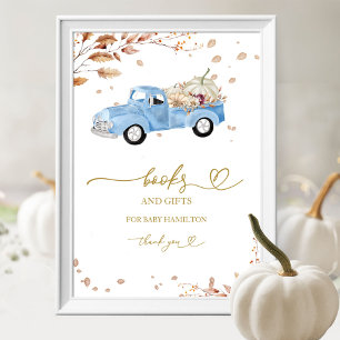 Pompoen Jongen Herfst Boeken Voor Baby Bord Poster