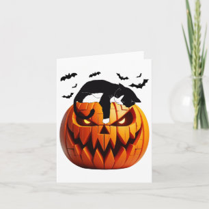 Pompoen kat Tuxedo Halloween brengen opwinding voo Kaart