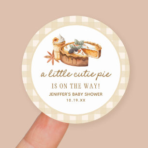 Pompoen Kleine Moppie Is Op Weg Baby Shower Ronde Sticker