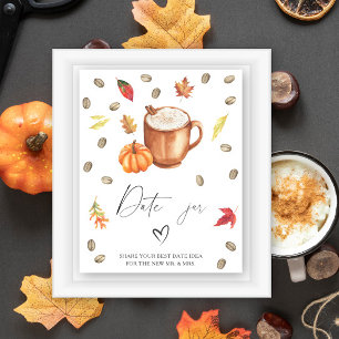 Pompoen Koffie Bruidsuitnodiging Date nacht ideeën Poster