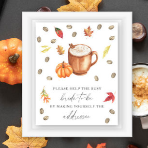 Pompoen Koffie Help de drukke bruid Adres Poster