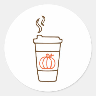 Pompoen Koffiekop Ronde Sticker