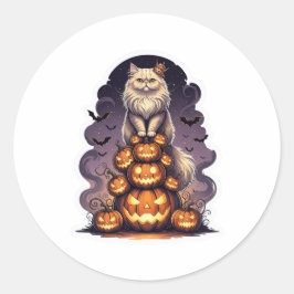 Pompoen koning Perzisch - Perzische kat Halloween Ronde Sticker