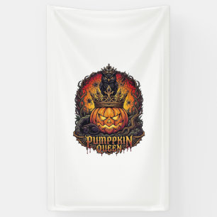 Pompoen Koningin Halloween Uil Spin Zwarte Kat_1 Spandoek