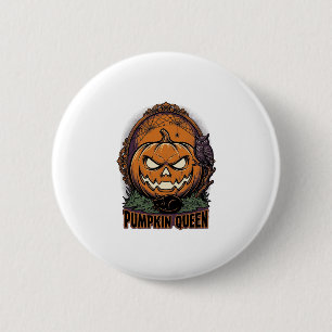 Pompoen Koningin Shirt Vintage Halloween Jack O La Ronde Button 5,7 Cm