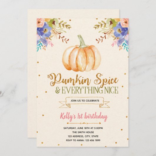 pompoen kruid en alles leuk uitnodiging (Voorkant / Achterkant)