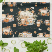 Pompoen Kruid Seizoen Floral Latte Mok Zwart Theedoek (Gevouwen)