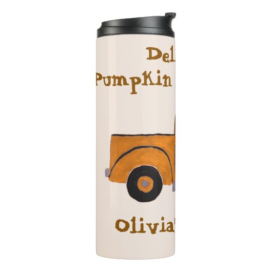 Pompoen Kruid Seizoen PERSONALISEREN Handgeschilde Thermosbeker (Gedraaid links)