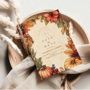 Pompoen Kruiden Bloemen Bruiloft Save The Date