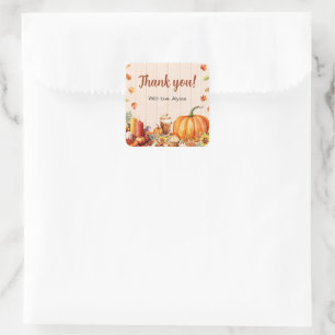 Pompoen Kruiden Herfst Bruidsdouche Feestje Vierkante Sticker