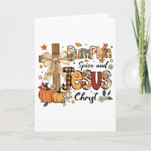 Pompoen Kruiden Jezus Christus Grappige Herfst Tha Kaart
