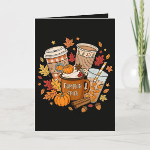 Pompoen Kruiden Latte Herfst Seizoen Feestdagen Kaart