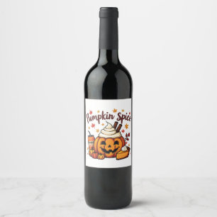 Pompoen Kruiden Latte Pompoentaart Herfst Val  Wijn Etiket