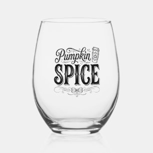 Pompoen Kruiden Vintage Koffie Herfst Shirt Ontwer Wijnglas Zonder Voet