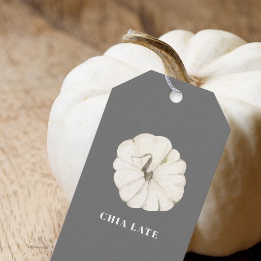 Pompoen Kruiden Waterverf Wit & Grijs Chia Latte Cadeaulabel