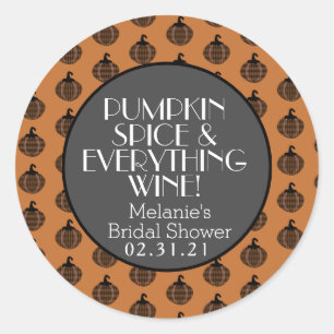 Pompoen Kruiden Wijn Herfst Bruidsfeest Ronde Sticker