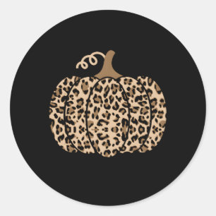 Pompoen Leopard Print voor N Ronde Sticker