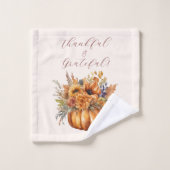 Pompoen met Bloemen-Herfst Decor- Bad Handdoek (Wasdoekje)