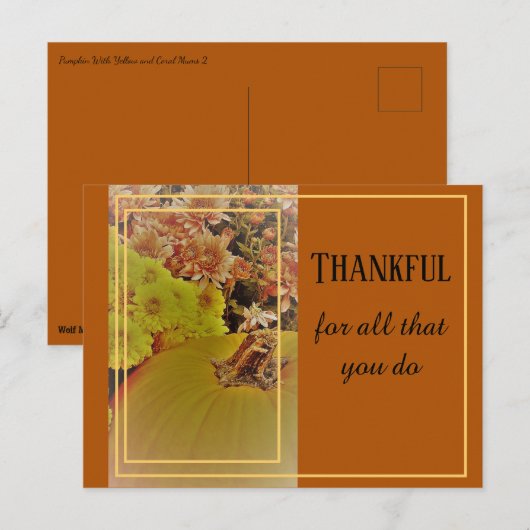 Pompoen met chrysanten 2 / Dankbaar Briefkaart (Voorkant / Achterkant)