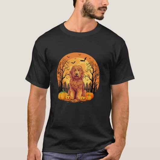Pompoen met grappig Halloween kostuum Goldendoodle T-shirt (Voorkant)