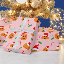 Pompoen met santa claus pet cadeaupapier