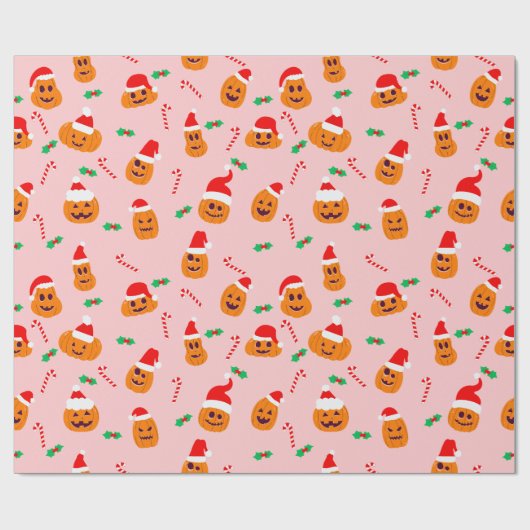 Pompoen met santa claus pet cadeaupapier (Vlak)