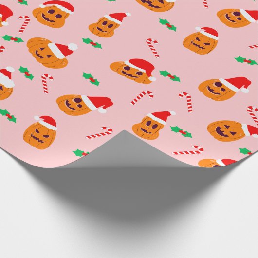 Pompoen met santa claus pet cadeaupapier (Hoek)