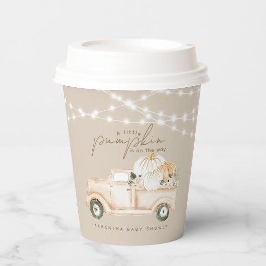 Pompoen minimalistisch modern Herfst Baby shower Papieren Bekers (Voorkant)